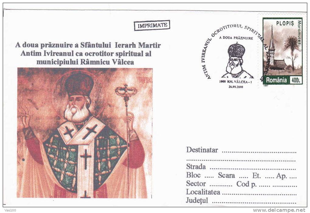 Theologiens ANTIM IVIREANUL  2000 Obliteration Concordante On Cover Valcea-Romania. - Theologen