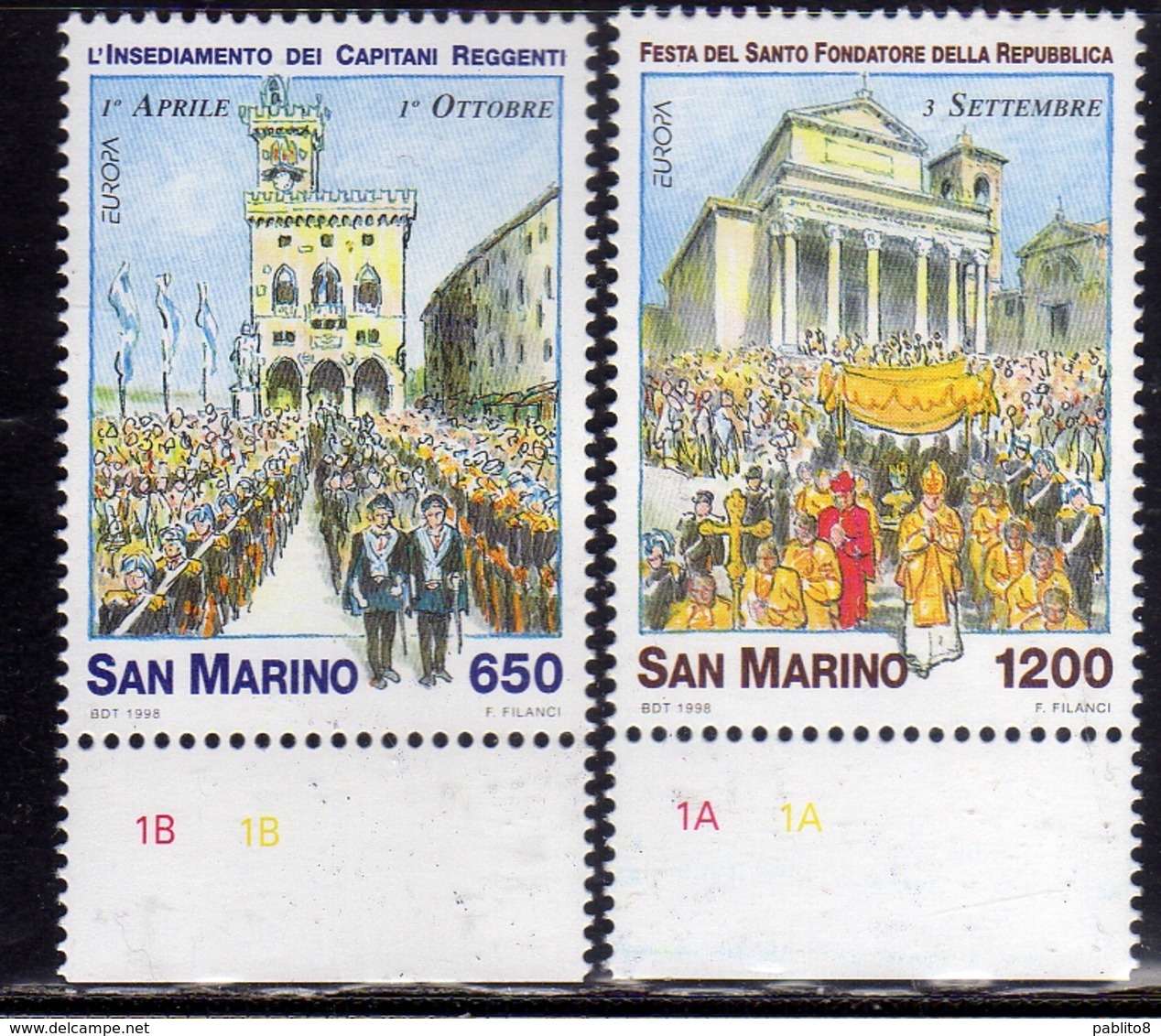 REPUBBLICA DI SAN MARINO 1998 EUROPA UNITA CEPT SERIE COMPLETA COMPLETE SET MNH - Nuevos