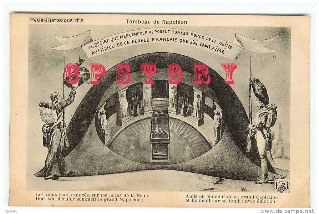 ORENS - PARIS HISTORIQUE N° 7 - Tombeau De L'Empereur Napoléon - Bonaparte - Fusil Baionnette - RARE - Dos Scané - Orens