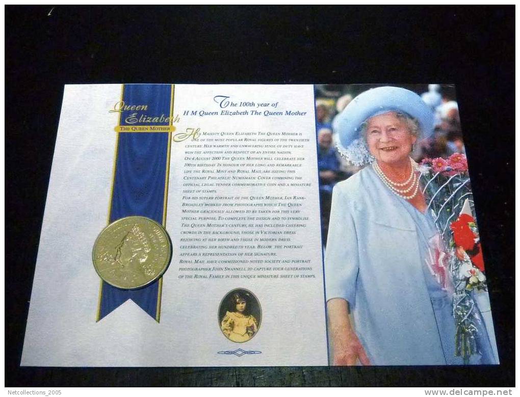 MONNAIES + TIMBRES = ROYAL MAIL & ROYAL MINT - THE 100th YEAR OF H M QUEEN ELIZABETH THE QUEEN MOTHER - Maundy Sets & Gedenkmünzen