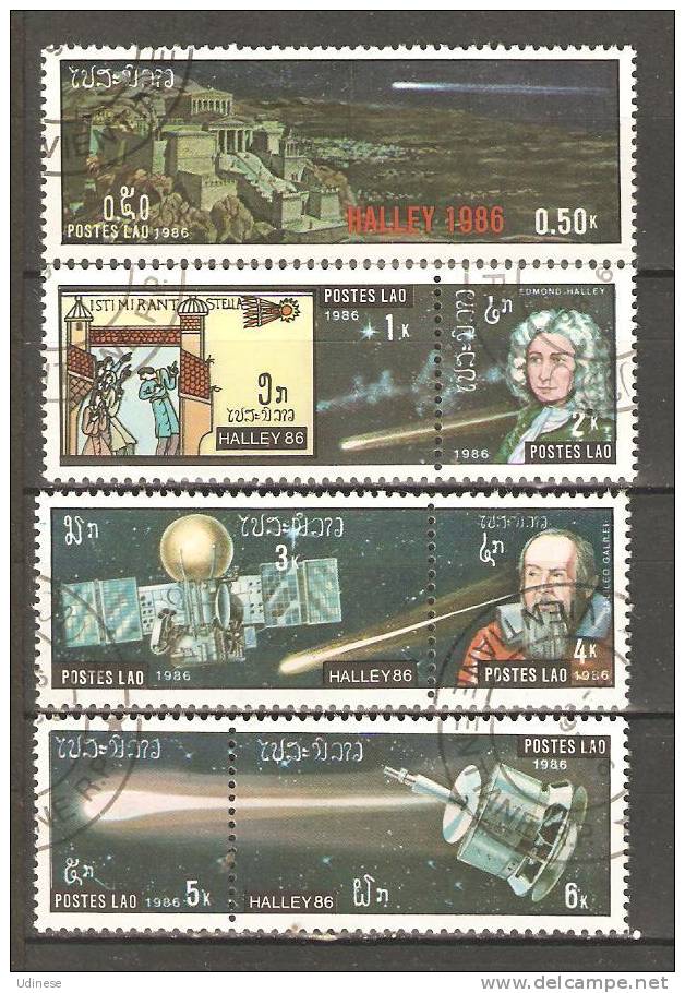 LAOS 1986  - HALLEY'S COMET - CPL. SET - USED OBLITERE GESTEMPELT USADO - Asien