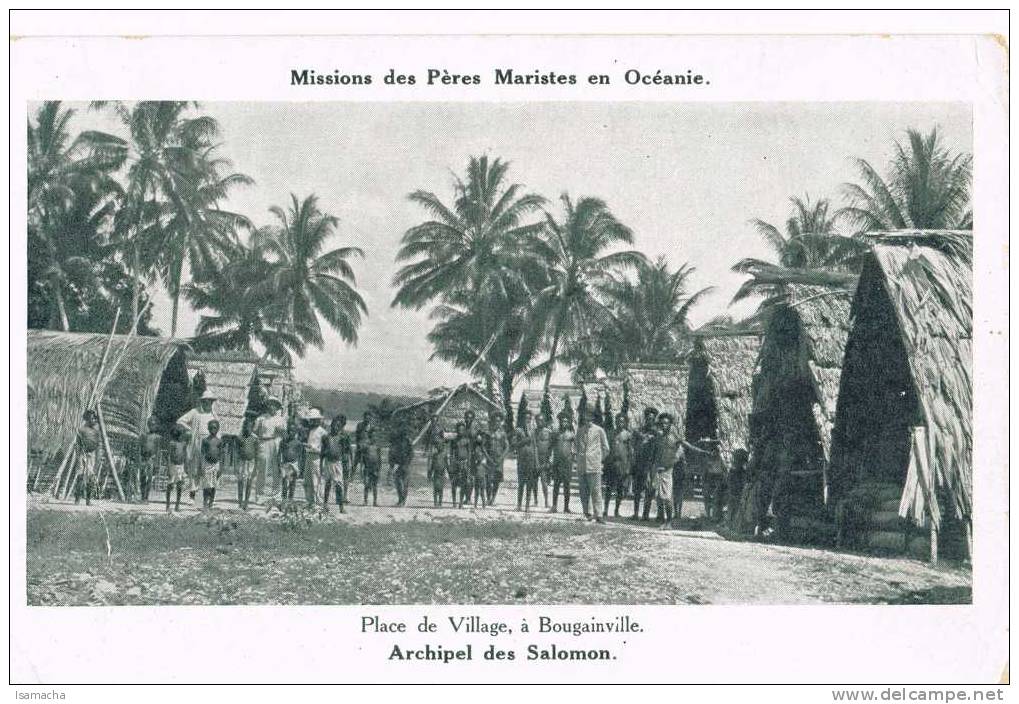 Missions Des Peres Maristes Place De Village à Bougainville  Archipel Des Salomon - Salomon