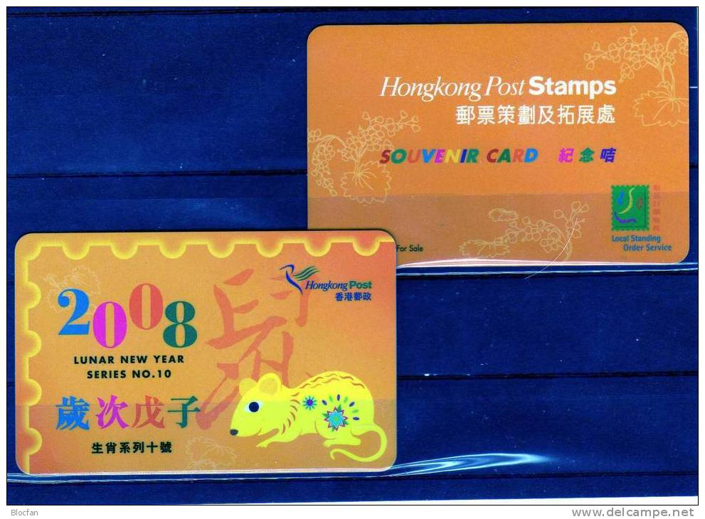 Neujahr 2008 Hongkong Post - Sonderkarte Nr. 10 ** 8€ Jahr Der Ratte - Brieven En Documenten
