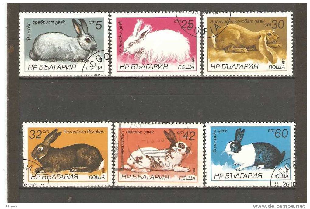 BULGARIA 1986 - HARES AND RABBITS - CPL. SET - USED OBLITERE GESTEMPELT USADO - Hasen