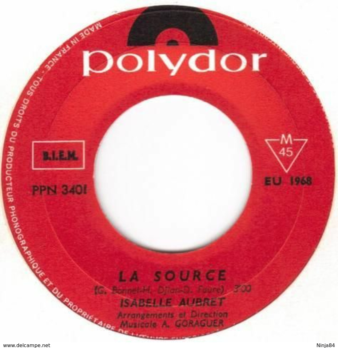 SP 45 RPM (7")  Isabelle Aubret  "  La Source  "  Test Pressing - Ediciones De Colección