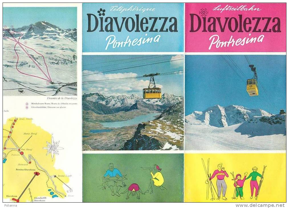 B0256 Brochure Pubbl. SVIZZERA - DIAVOLEZZA Anni '60/Persfall/Piz Palu/Bergrestaurant Diavolezza/autopark - Turismo, Viajes