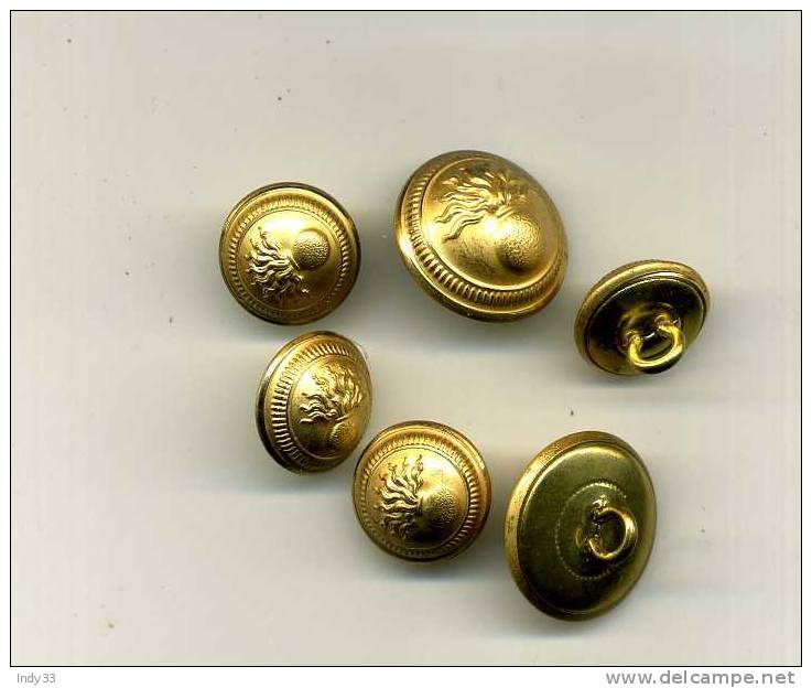 - BOUTONS MOTIF GRENADE . 2 GRANDS 4 PETITS . ASPECT SATINE - Buttons