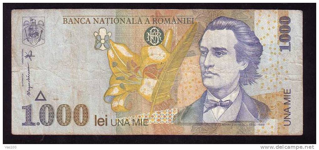 ROMANIA,BILLETE,PAPER MONEY,BANKNOTE,1 000 Lei 1998. - Roumanie