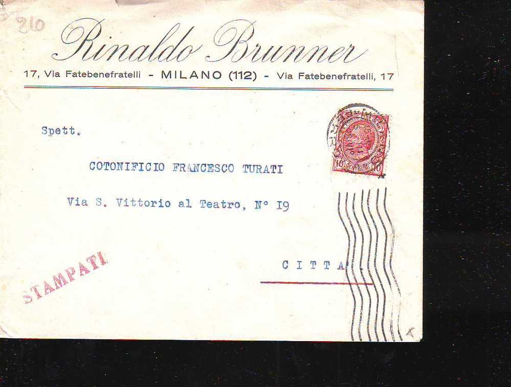 D210 Storia Postale Regno Stampati 1928 - Versichert