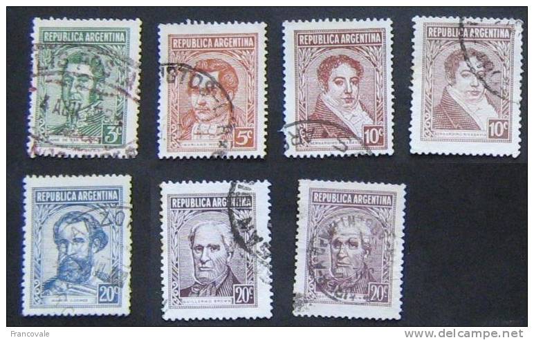 Argentina 1935 Personalities Personaggi 7 Stamps - Used Stamps