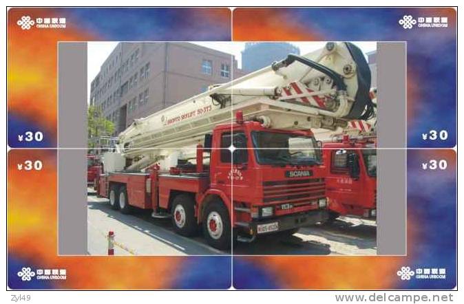 A04336 China Phone Cards Fire Engine Puzzle 40pcs - Pompieri