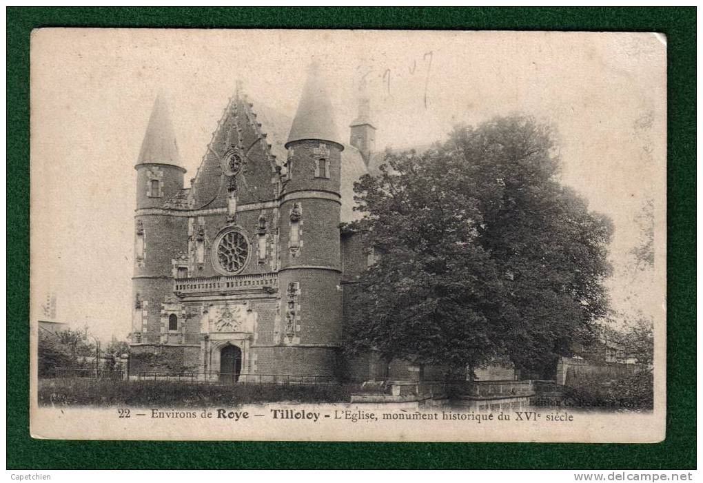 TILLOLOY - ENVIRONS DE ROYE ( Somme ) L´EGLISE DU XVIe S.- Carte Vierge - Roye