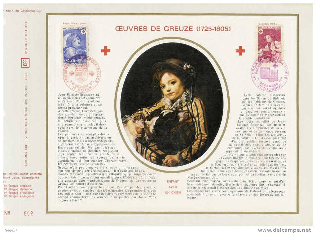 1 Feuillet CEF  N° 186A  1er Jour Du 11-12.12.1971 - CROIX ROUGE - Cartas & Documentos