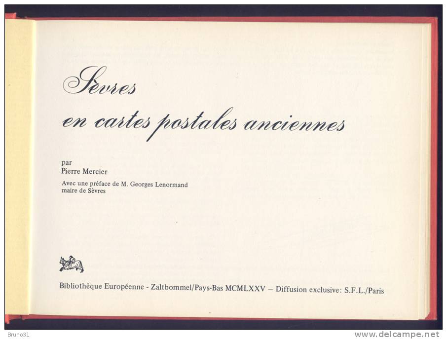 Sèvres En Cartes Postales Anciennes ,de 1975 - Livres & Catalogues