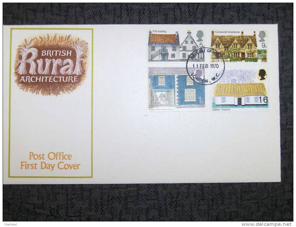 GB FDC 1970  BRITISH RURAL ARCHITECTURE COVER - 1952-1971 Pre-Decimal Issues