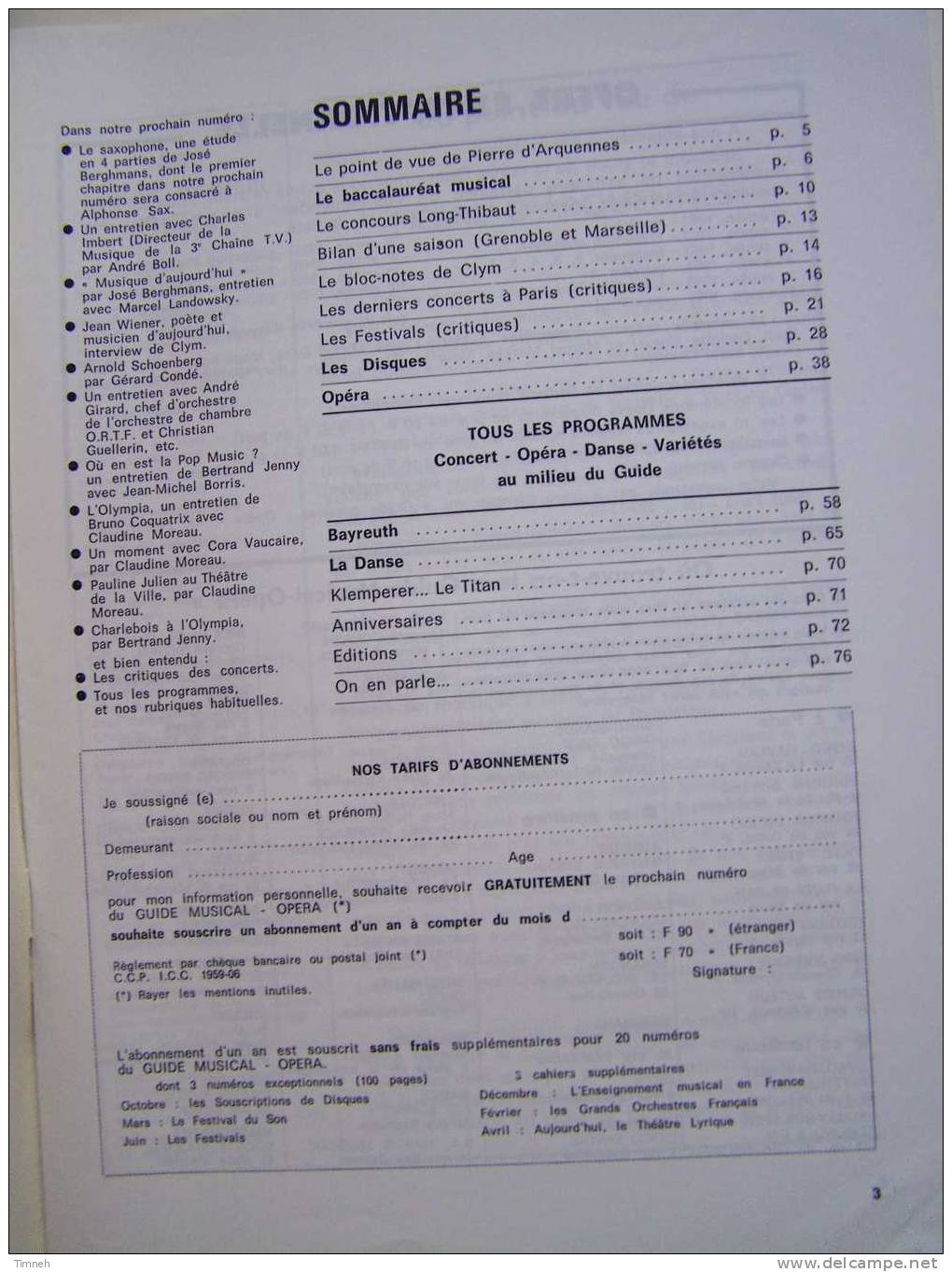 N°633.septembre 1973-LE GUIDE MUSICAL Opéra-bac Musical Bayreuth-Moïse Et Aaron-concert Disque Danse Son édition- - Muziek