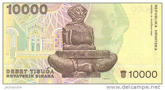 CROATIE   10 000 Dinara  Emission De 1992   Pick 25a     ***** BILLET  NEUF ***** - Croazia