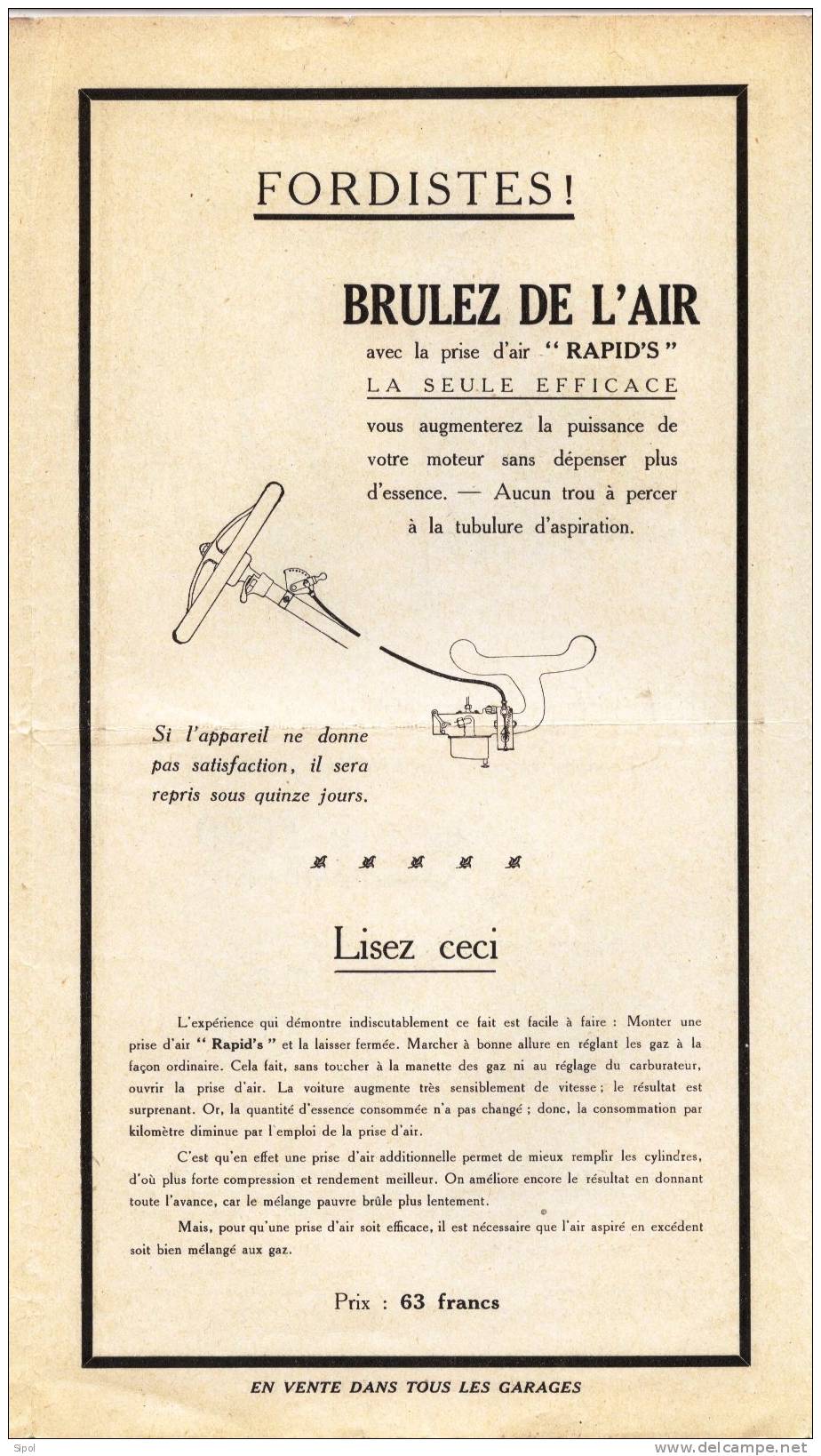 Dépliant Technique Des Etabl. A.M. Comptour Constructeur Automobile  Ford - Les Spécialités " Rapid"3 Volets-Ford - Automobile - F1