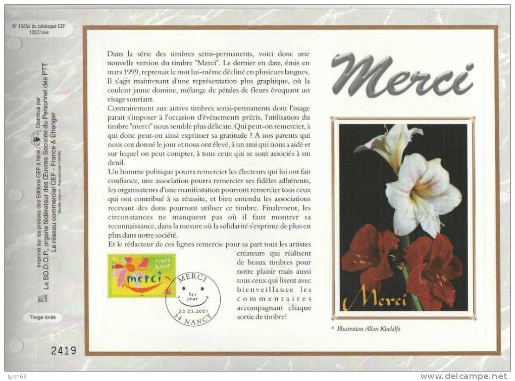 FEUILLET  CEF  1535  S EVENEMENT  MERCI  2001 - Unclassified