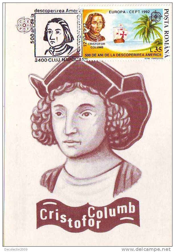 M1206 Maximum Card Romania Cristofor Columb  Perfect Shape - Christoffel Columbus