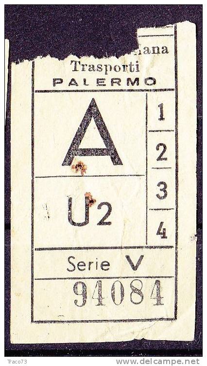 PALERMO  1950 / 60  - BIGLIETTO PER AUTOBUS -   A   Serie  " V " - Europa