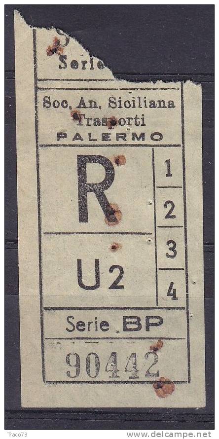 PALERMO  1950 / 60  - BIGLIETTO PER AUTOBUS -   R   Serie  " BP " - Europe