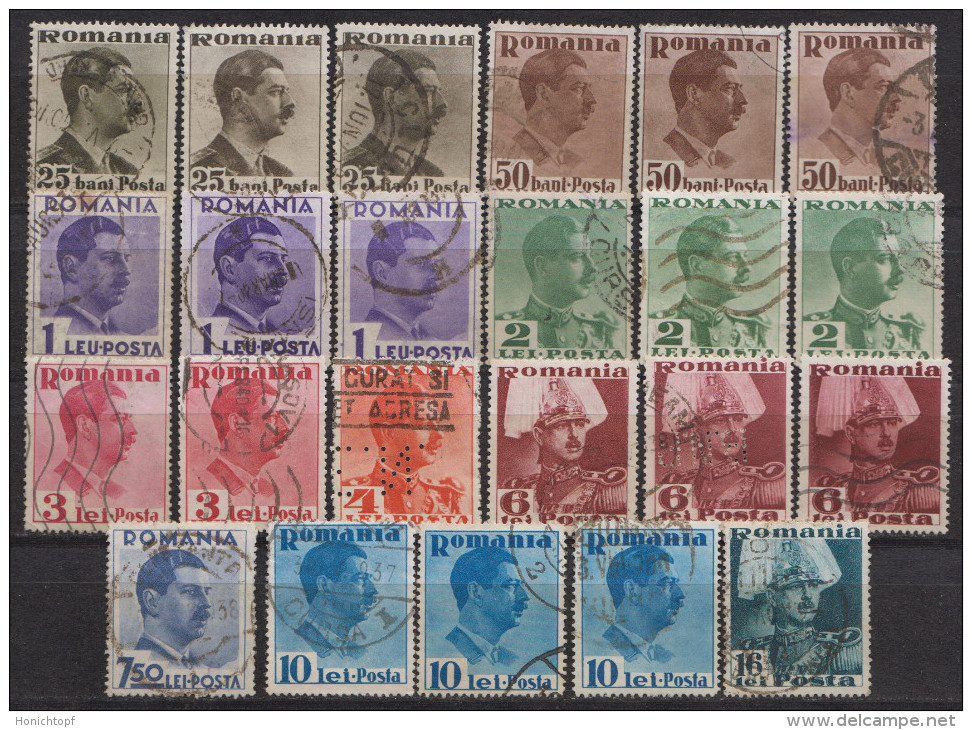 Rumänien; 1935/40; Michel 489/507 O; Karl II; 23 Stück - Oblitérés