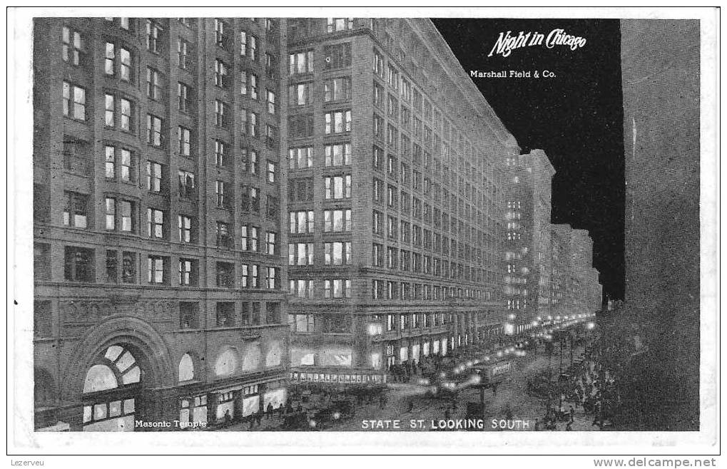 CPA  CHICAGO ILLINOIS NIGHT STATE ST. LOOKING SOUTH 1918 - Chicago