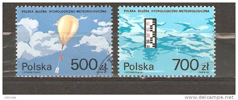 POLAND 1990  - HYDROMETEOROLOGICAL SERVICE - CPL. SET - USED OBLITERE GESTEMPELT - Climate & Meteorology