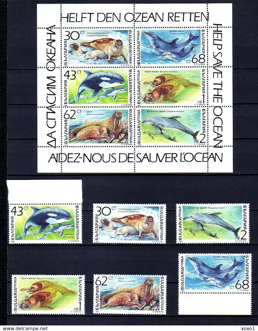 Bulgaria 1991 MiNr. 3959 - 3964 Bulgarien Marine Mammals  6v+1m/sh  MNH** 4,90 € - Dauphins