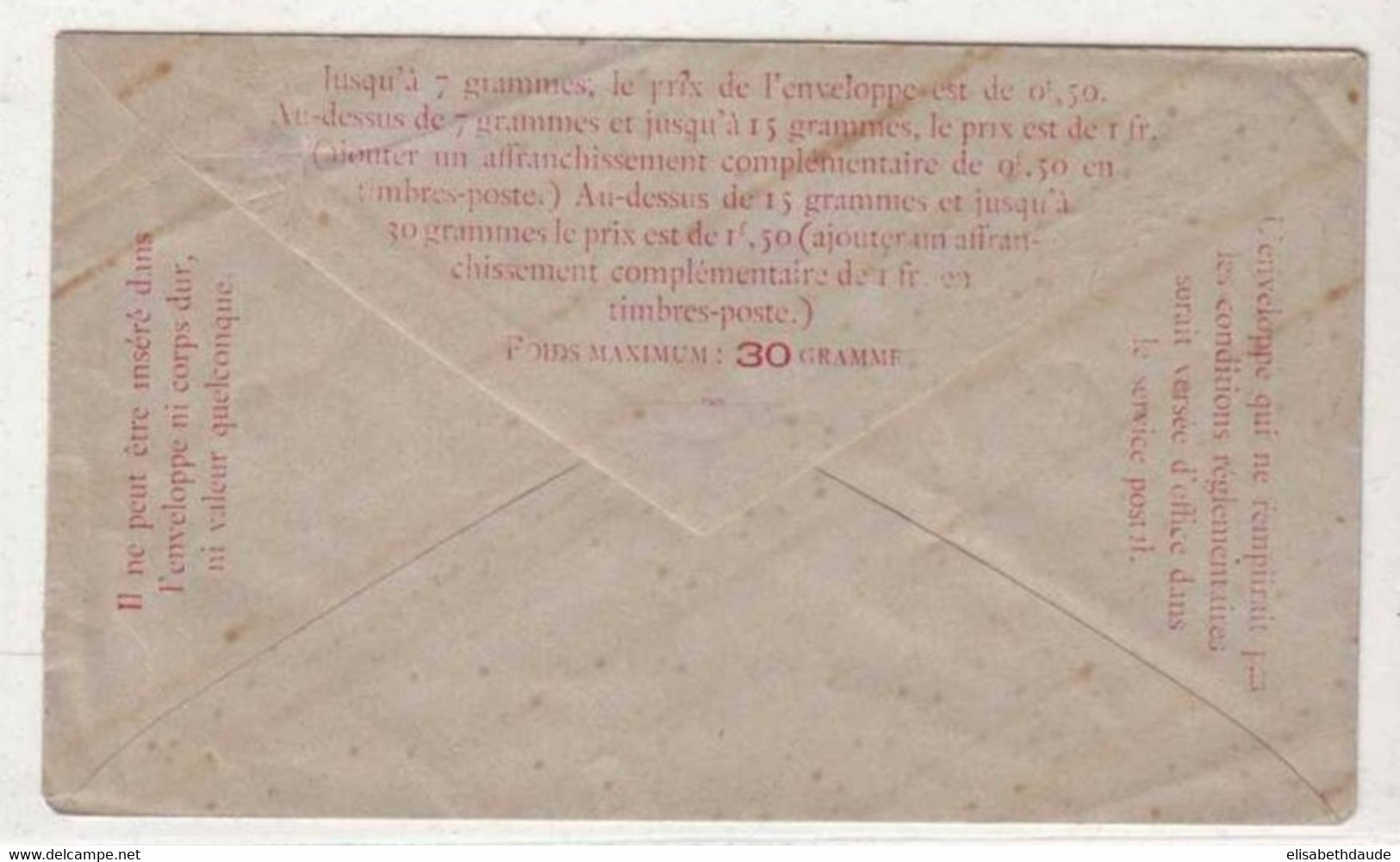 PNEUMATIQUE - 1897 - ENVELOPPE ENTIER POSTAL TYPE CHAPLAIN - STORCH D6 - NEUVE / TRACES - COTE 2005 = 30 EUR. - Pneumatiques