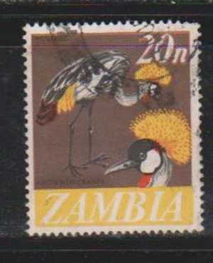 Zambia Used  1968 20n Crowned Cranes, Birds - Zambia (1965-...)