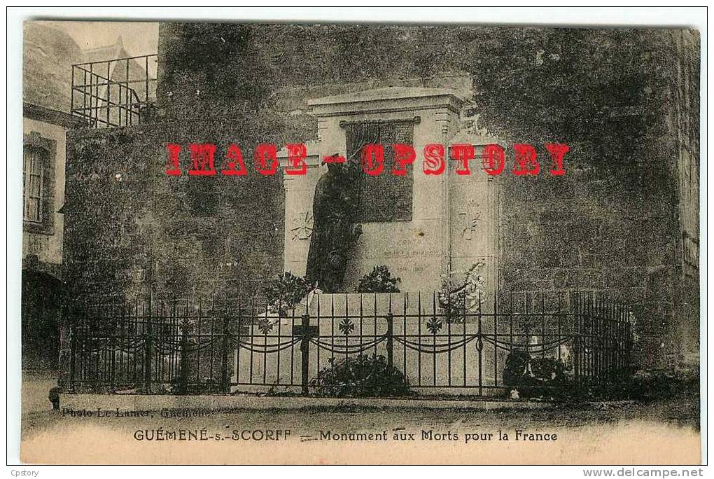 56 - VISUEL RARE & INEDIT - GUEMENE Sur SCORFF - Monument Aux Morts Guerre 14 - Dos Scané - Guemene Sur Scorff