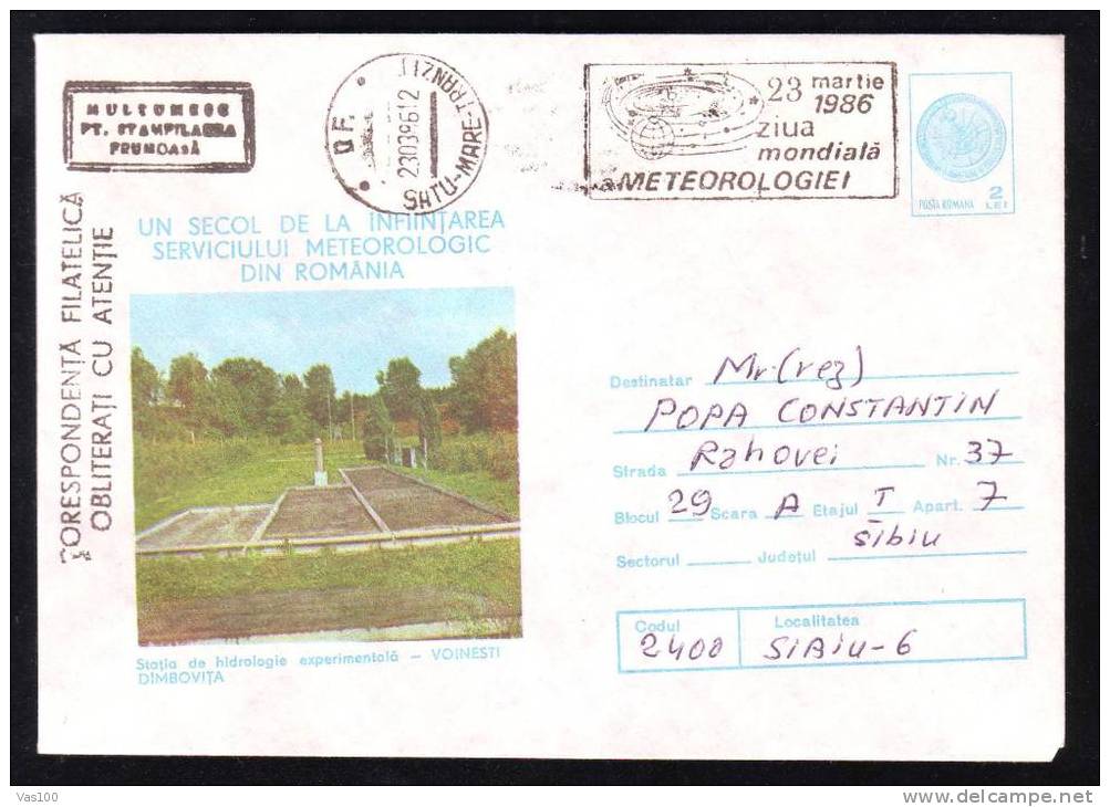 1986 DAY METEOROLOGY,rare POSTMARK,STATIONERY COVER ENTIER POSTAUX,code;231/84 - Climate & Meteorology