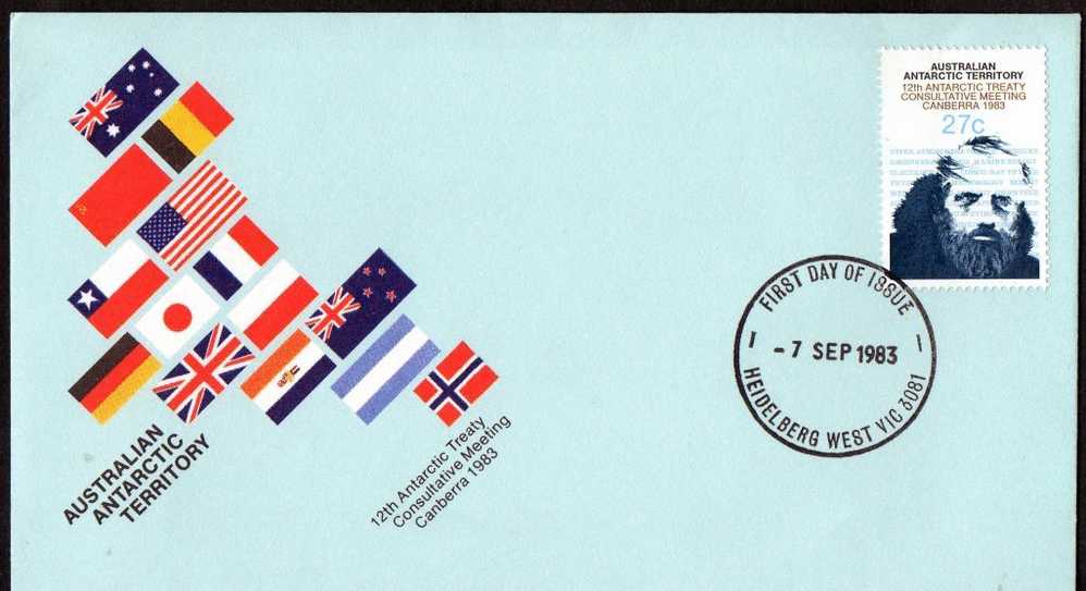 Australian Antarctic Territory 1983 Treaty Meeting FDC Heidelberg West, Vic - FDC