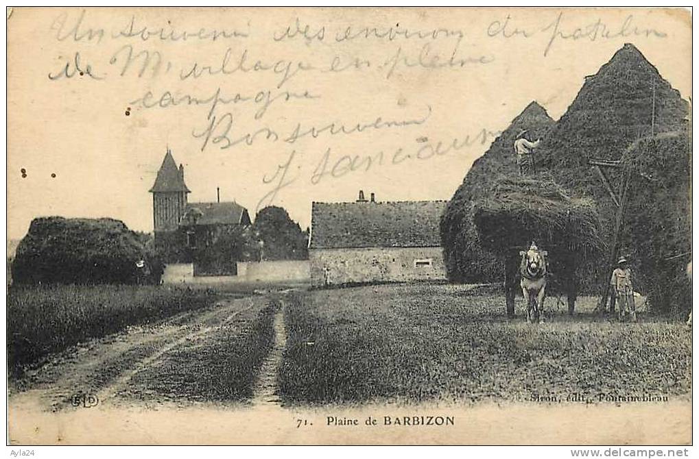 CPA 77 Plaine De BARBIZON  Ferme Travaux Des Champs Char De Paille Ed Siron Ed E.L.D. Le Deley N° 87 - Barbizon