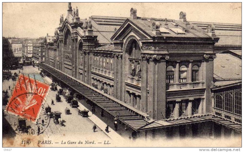 PARIS 10 FACADE GARE DU NORD  CIRC  1919   EDIT  LL    /    1780 - Arrondissement: 10