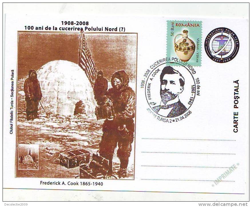 M878 Postal Card Romania Explorateurs Antartica Frederick A Cook Perfect Shape - Exploradores