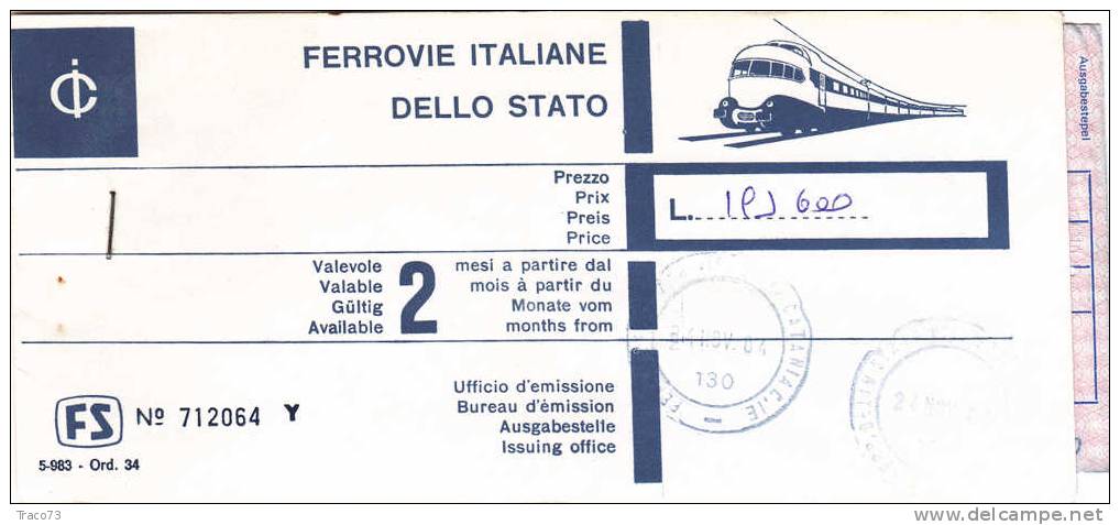 CATANIA  /  PARIGI  -  A.R.  Validità 2 Mesi - Timbro Datario 24.Nov. 1984 - Europe