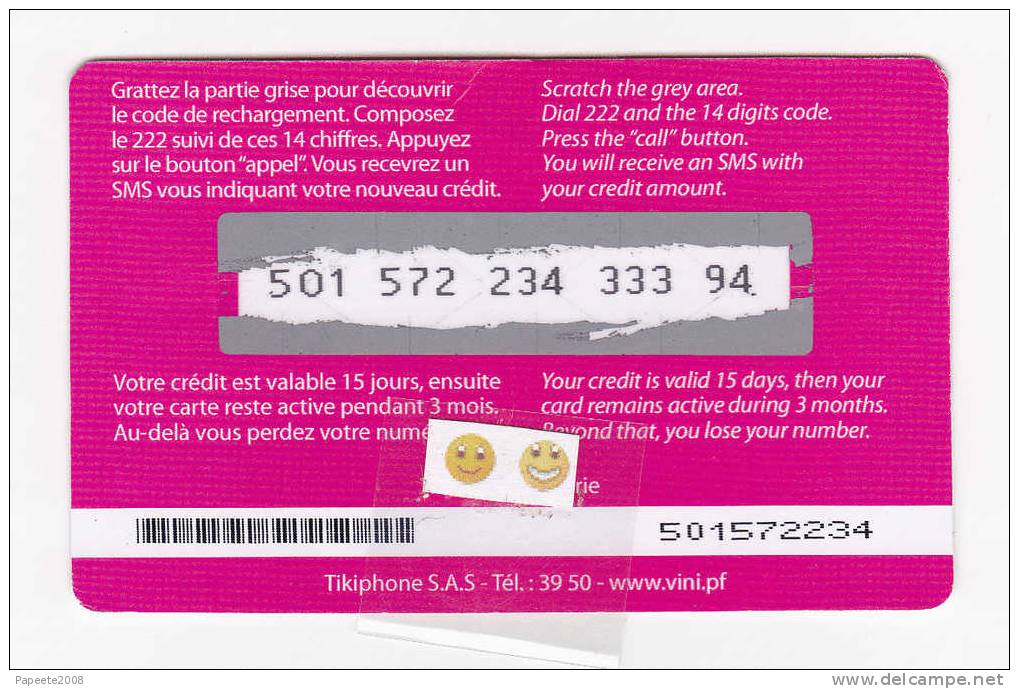 Polynésie Française - VINI Recharge - Carte Prépayée / Cartonnée / NOA / 500 FCFP - 07-2010 - 3° Modèle / LUXE - Polynésie Française