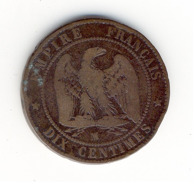 10  Centimes Napoléon III  -  1855 MA  -  Ancre - 10 Centimes