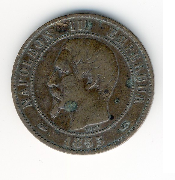 10  Centimes Napoléon III  -  1855 A  -  Chien - 10 Centimes