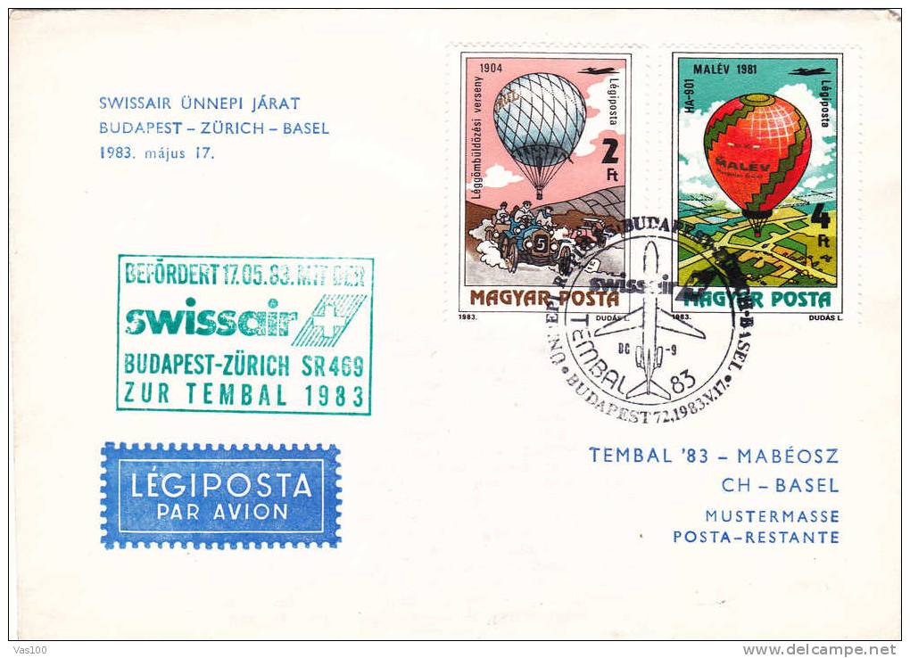 SWISSAIR Budapest-Zurich SR 469 ZUR TEMBAL  1983,airmail Cover Hungary. - Storia Postale