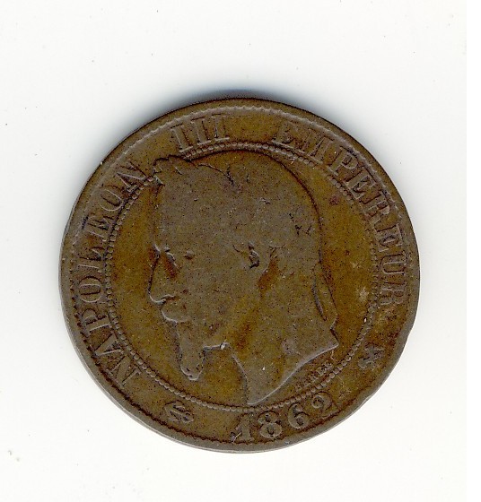 5  Centimes  Napoléon III  -  1862 K - 5 Centimes