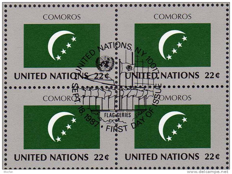 Komoren Flaggen VIII 1987 UNO New York 524,4-Bl.+Kleinbogen O 16€ COMOROS YEMEN MONGOLIA VANUATU M/s Flag Sheetlet Bf UN - Otros & Sin Clasificación