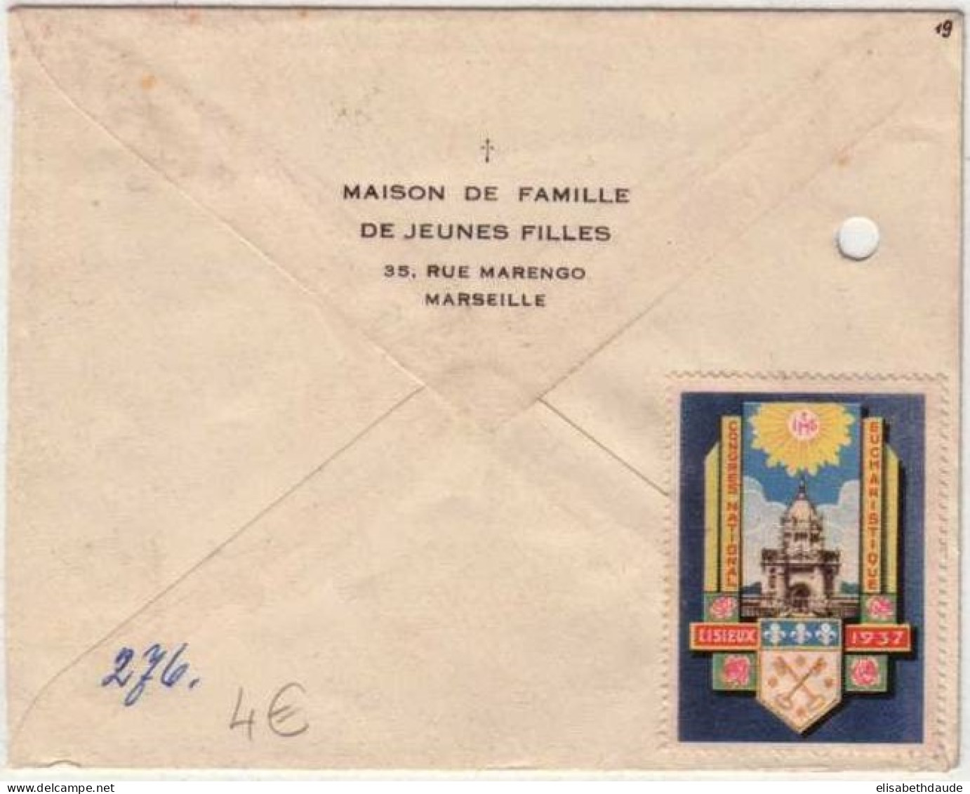 1937 - PAIX - Yvert N° 283e X 3 Sur LETTRE De MARSEILLE Pour SVITAVY (TCHECOSLOVAQUIE) ! - 1937 - VIGNETTE Au DOS ! - 1932-39 Frieden