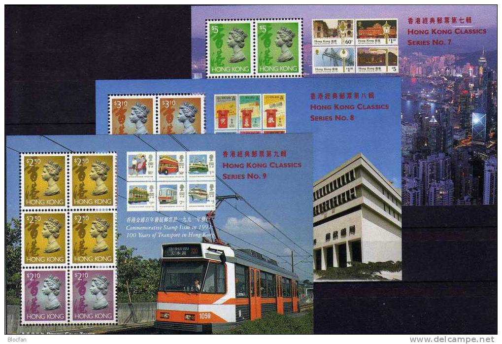 Exposition 3 Blocs 1997 HONG KONG Block 49,50+51 ** 29€ Ausstellung Straßenbahn Stadt Post Stamp On Stamp Sheet Hongkong - Neufs