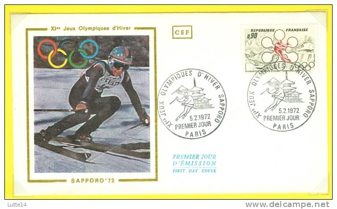 1972 Jeux Olympiques Sapporo - Tp 1705 Oblitération 1er Jour 05/02/1972 Paris / Ski / Sports D´hiver - Cartas & Documentos