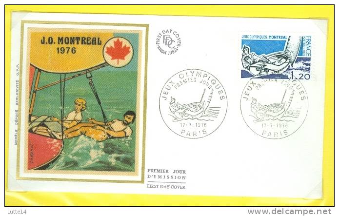 1976 Jeux Olympiques Montréal / Voile - Tp 1889 Oblitération 1er Jour 17/07/1976 Paris / Sport - Cartas & Documentos