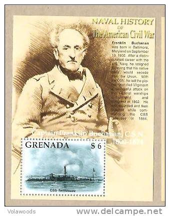 Grenada - Foglietto Nuovo: Storia Navale Della Guerra Civile Americana -CSS Tennessee - Unabhängigkeit USA